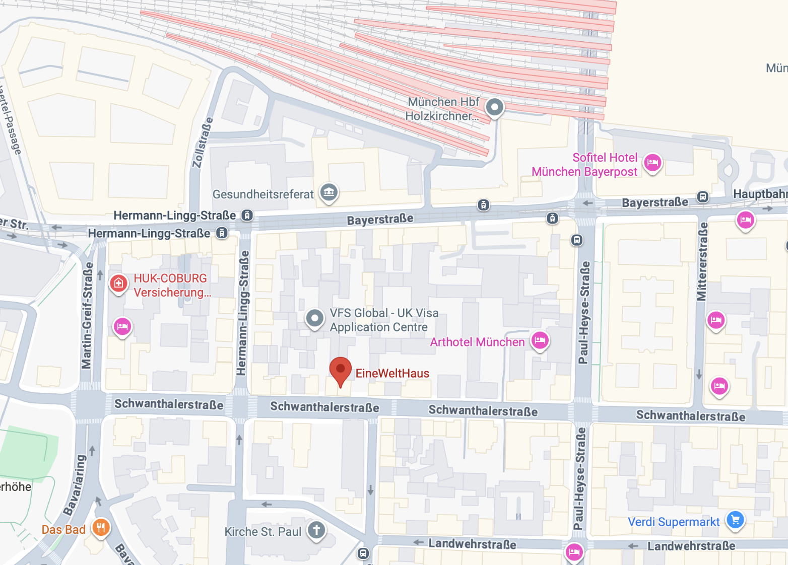 Map showing the rehearsal location